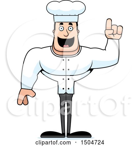 Clipart of a Buff Caucasian Male Chef with an Idea - Royalty Free Vector Illustration by Cory Thoman