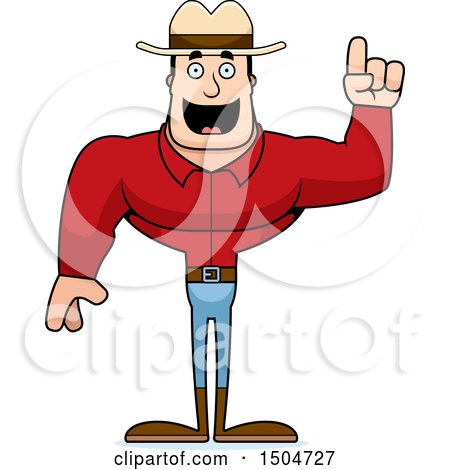 Clipart of a Buff Caucasian Male Cowboy with an Idea - Royalty Free Vector Illustration by Cory Thoman