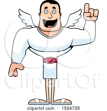 Clipart of a Buff Caucasian Male Cupid with an Idea - Royalty Free Vector Illustration by Cory Thoman