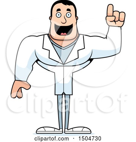 Clipart of a Buff Caucasian Male Doctor with an Idea - Royalty Free Vector Illustration by Cory Thoman