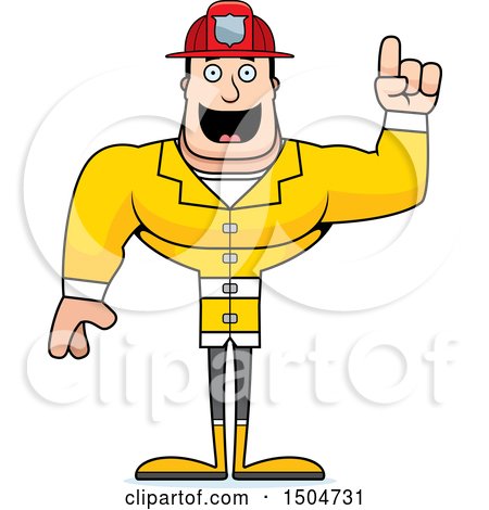 Clipart of a Buff Caucasian Male with an Idea - Royalty Free Vector Illustration by Cory Thoman