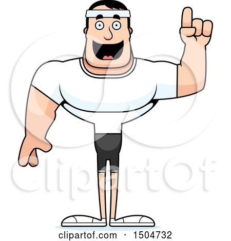 Clipart of a Buff Caucasian Male Fitness Guy with an Idea - Royalty Free Vector Illustration by Cory Thoman
