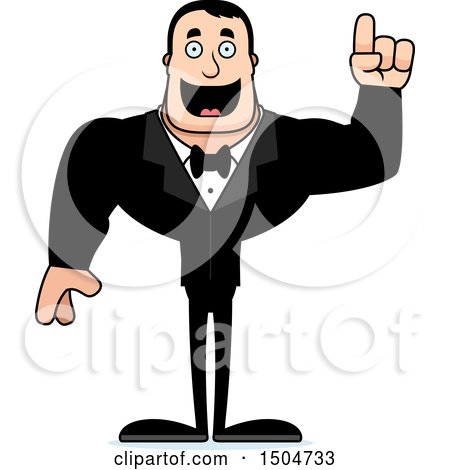 Clipart of a Buff Caucasian Male Groom with an Idea - Royalty Free Vector Illustration by Cory Thoman
