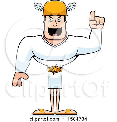 Clipart of a Buff Caucasian Male Hermes with an Idea - Royalty Free Vector Illustration by Cory Thoman
