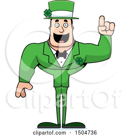 Clipart of a Buff Caucasian Irish Man with an Idea - Royalty Free Vector Illustration by Cory Thoman