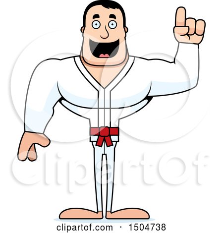 Clipart of a Buff Caucasian Karate Man with an Idea - Royalty Free Vector Illustration by Cory Thoman