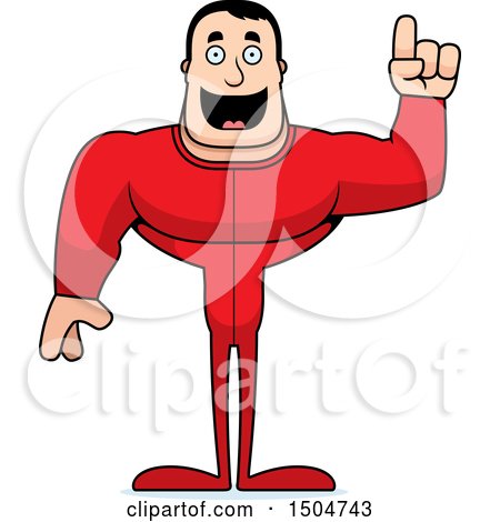 Clipart of a Buff Caucasian Male in Pjs with an Idea - Royalty Free Vector Illustration by Cory Thoman
