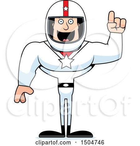 Clipart of a Buff Caucasian Male Race Car Driver with an Idea - Royalty Free Vector Illustration by Cory Thoman