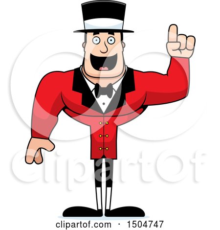 Clipart of a Buff Caucasian Male Circus Ringmaster with an Idea - Royalty Free Vector Illustration by Cory Thoman