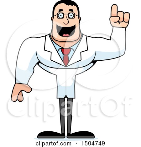 Clipart of a Buff Caucasian Male Scientist with an Idea - Royalty Free Vector Illustration by Cory Thoman