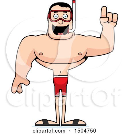 Clipart of a Buff Caucasian Male in Snorkel Gear, with an Idea - Royalty Free Vector Illustration by Cory Thoman