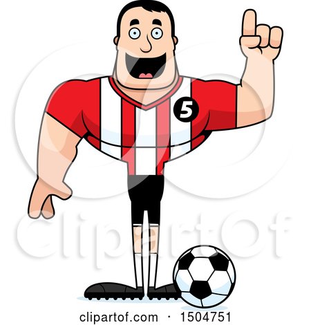 Clipart of a Buff Caucasian Male Soccer Player Athlete with an Idea - Royalty Free Vector Illustration by Cory Thoman