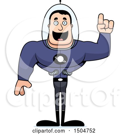 Clipart of a Buff Caucasian Male Space Guy with an Idea - Royalty Free Vector Illustration by Cory Thoman