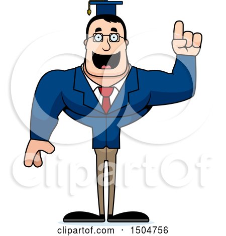 Clipart of a Buff Caucasian Male Teacher with an Idea - Royalty Free Vector Illustration by Cory Thoman