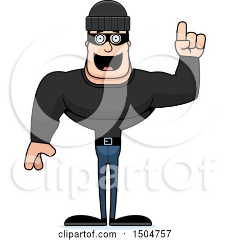 Clipart of a Buff Caucasian Male Robber with an Idea - Royalty Free Vector Illustration by Cory Thoman