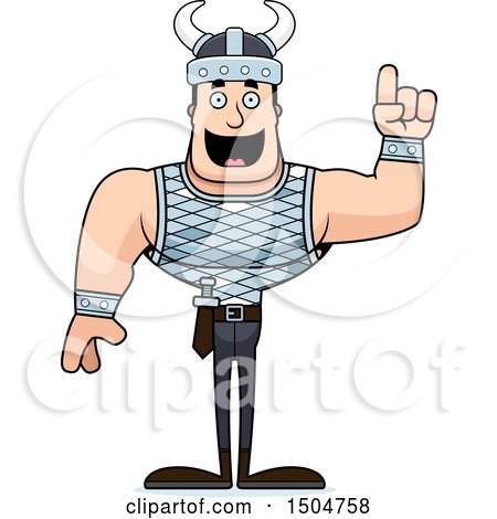 Clipart of a Buff Caucasian Male Viking with an Idea - Royalty Free Vector Illustration by Cory Thoman