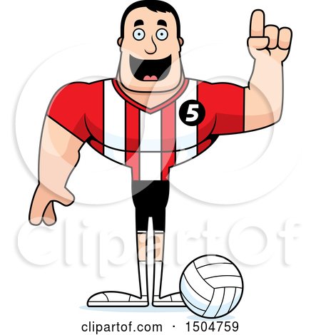 Clipart of a Buff Caucasian Male Volleyball Player with an Idea - Royalty Free Vector Illustration by Cory Thoman
