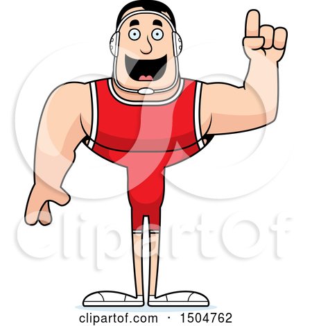 Clipart of a Buff Caucasian Male Wrestler with an Idea - Royalty Free Vector Illustration by Cory Thoman