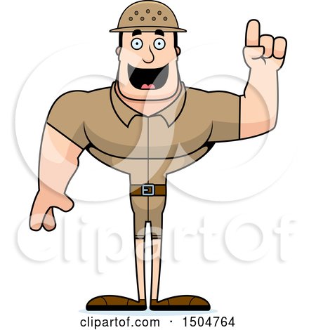 Clipart of a Buff Caucasian Male Zookeeper Holding up a Finger - Royalty Free Vector Illustration by Cory Thoman