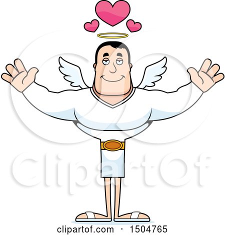 Clipart of a Buff Caucasian Male Angel with Open Arms - Royalty Free Vector Illustration by Cory Thoman