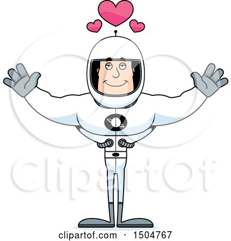 Clipart of a Buff Caucasian Male Astronaut with Open Arms - Royalty Free Vector Illustration by Cory Thoman