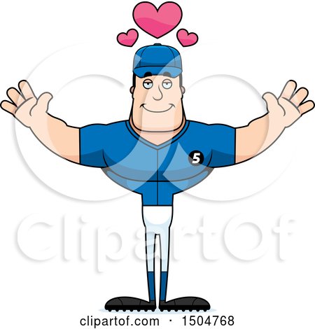 Clipart of a Buff Caucasian Male Baseball Player with Open Arms - Royalty Free Vector Illustration by Cory Thoman
