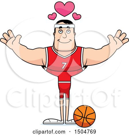 Clipart of a Buff Caucasian Male Basketball Player with Open Arms - Royalty Free Vector Illustration by Cory Thoman