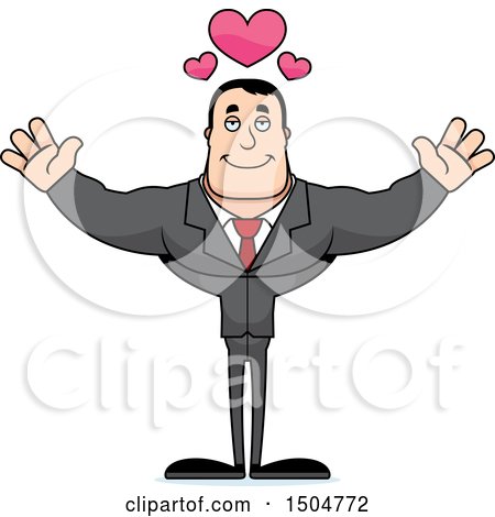Clipart of a Buff Caucasian Male with Open Arms - Royalty Free Vector Illustration by Cory Thoman