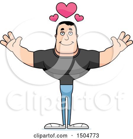 Clipart of a Buff Casual Caucasian Man with Open Arms - Royalty Free Vector Illustration by Cory Thoman