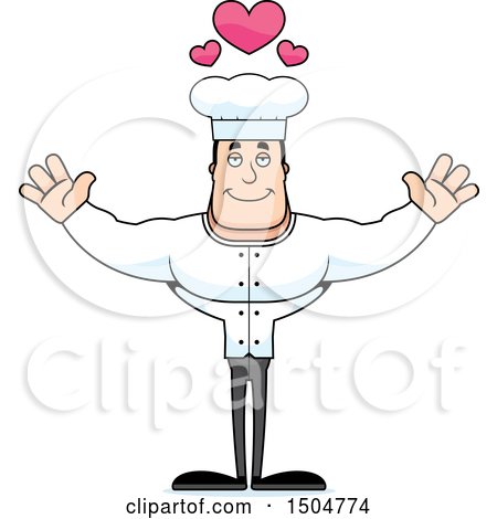 Clipart of a Buff Caucasian Male Chef with Open Arms - Royalty Free Vector Illustration by Cory Thoman