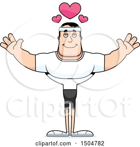 Clipart of a Buff Caucasian Male Fitness Guy with Open Arms - Royalty Free Vector Illustration by Cory Thoman