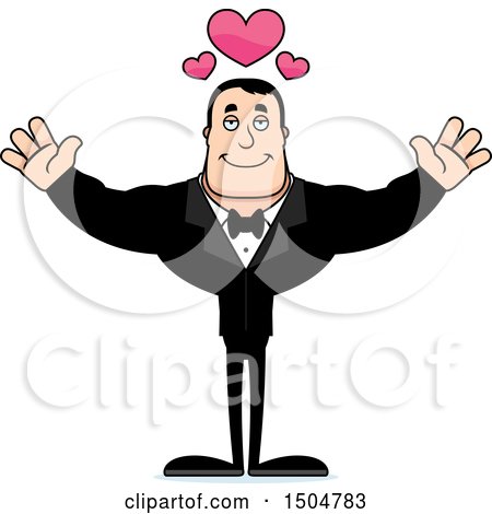 Clipart of a Buff Caucasian Male Groom with Open Arms - Royalty Free Vector Illustration by Cory Thoman