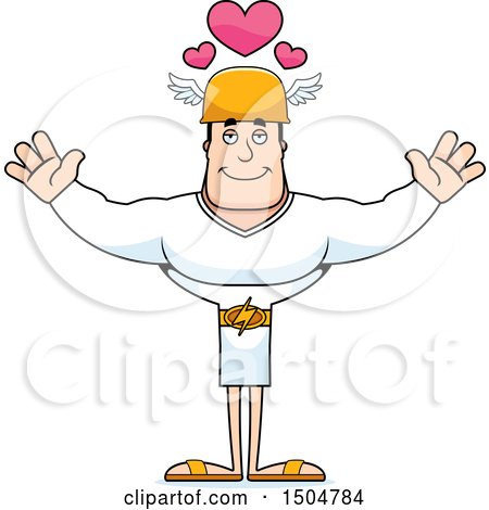 Clipart of a Buff Caucasian Male Hermes with Open Arms - Royalty Free Vector Illustration by Cory Thoman