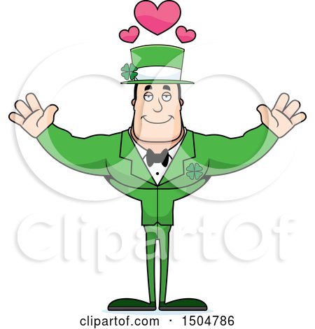 Clipart of a Buff Caucasian Irish Man with Hearts and Open Arms - Royalty Free Vector Illustration by Cory Thoman