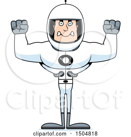 Clipart of a Mad Buff Caucasian Male Astronaut - Royalty Free Vector Illustration by Cory Thoman