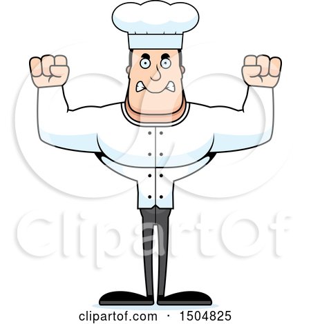 Clipart of a Mad Buff Caucasian Male Chef - Royalty Free Vector Illustration by Cory Thoman