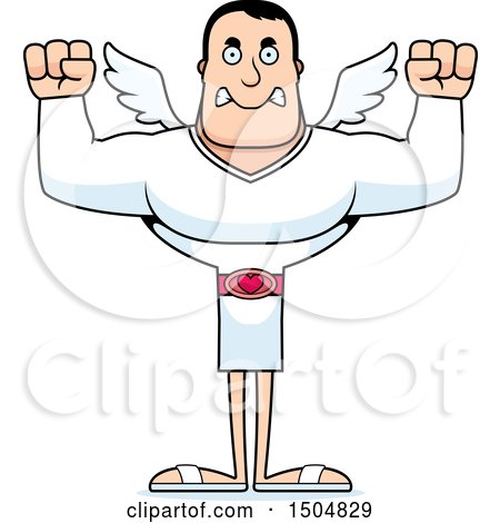 Clipart of a Mad Buff Caucasian Male Cupid - Royalty Free Vector Illustration by Cory Thoman
