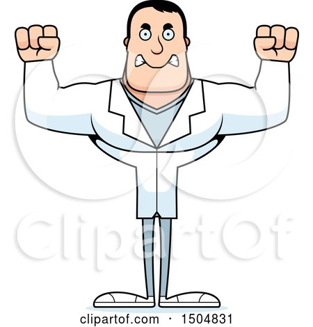 Clipart of a Mad Buff Caucasian Male Doctor - Royalty Free Vector Illustration by Cory Thoman