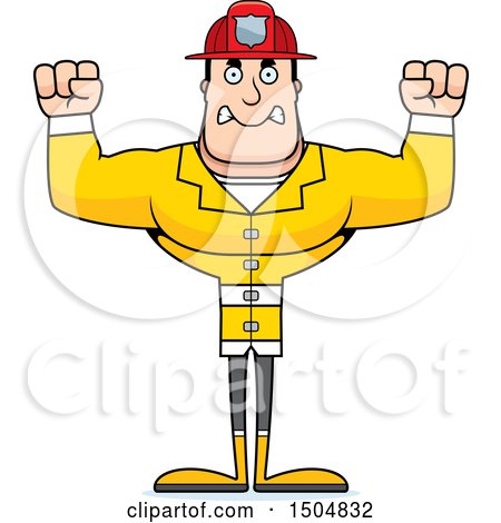 Clipart of a Mad Buff Caucasian Male - Royalty Free Vector Illustration by Cory Thoman
