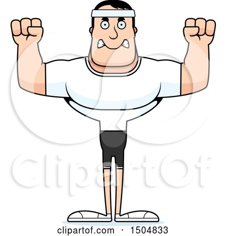 Clipart of a Mad Buff Caucasian Male Fitness Guy - Royalty Free Vector Illustration by Cory Thoman