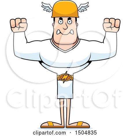 Clipart of a Mad Buff Caucasian Male Hermes - Royalty Free Vector Illustration by Cory Thoman