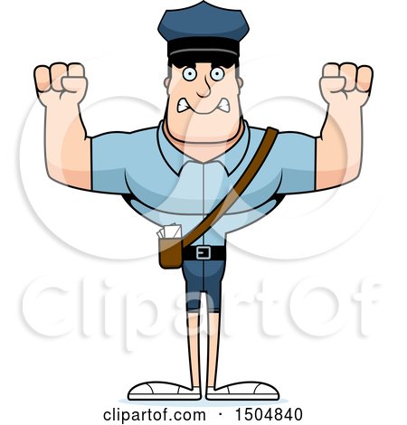 Clipart of a Mad Buff Caucasian Male Postal Worker - Royalty Free Vector Illustration by Cory Thoman