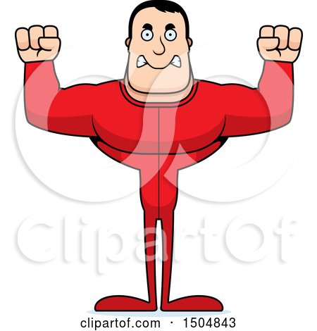 Clipart of a Mad Buff Caucasian Male in Pjs - Royalty Free Vector Illustration by Cory Thoman