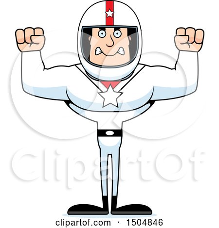 Clipart of a Mad Buff Caucasian Male Race Car Driver - Royalty Free Vector Illustration by Cory Thoman
