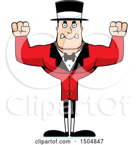 Clipart of a Mad Buff Caucasian Male Circus Ringmaster - Royalty Free Vector Illustration by Cory Thoman