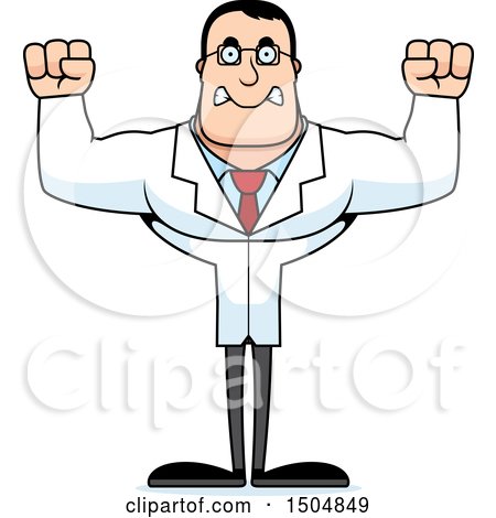 Clipart of a Mad Buff Caucasian Male Scientist - Royalty Free Vector Illustration by Cory Thoman