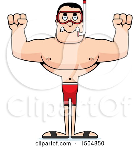 Clipart of a Mad Buff Caucasian Male in Snorkel Gear - Royalty Free Vector Illustration by Cory Thoman