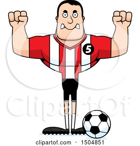 Clipart of a Mad Buff Caucasian Male Soccer Player Athlete - Royalty Free Vector Illustration by Cory Thoman