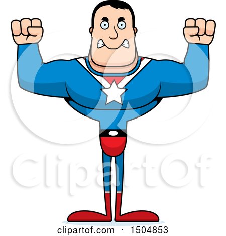 Clipart of a Mad Buff Caucasian Male Super Hero - Royalty Free Vector Illustration by Cory Thoman