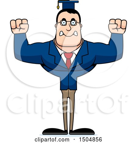 Clipart of a Mad Buff Caucasian Male Teacher - Royalty Free Vector Illustration by Cory Thoman